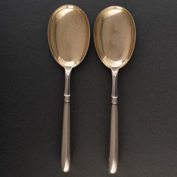 A pair of silver serving spoons, P Hertz, Copenhagen 1889.