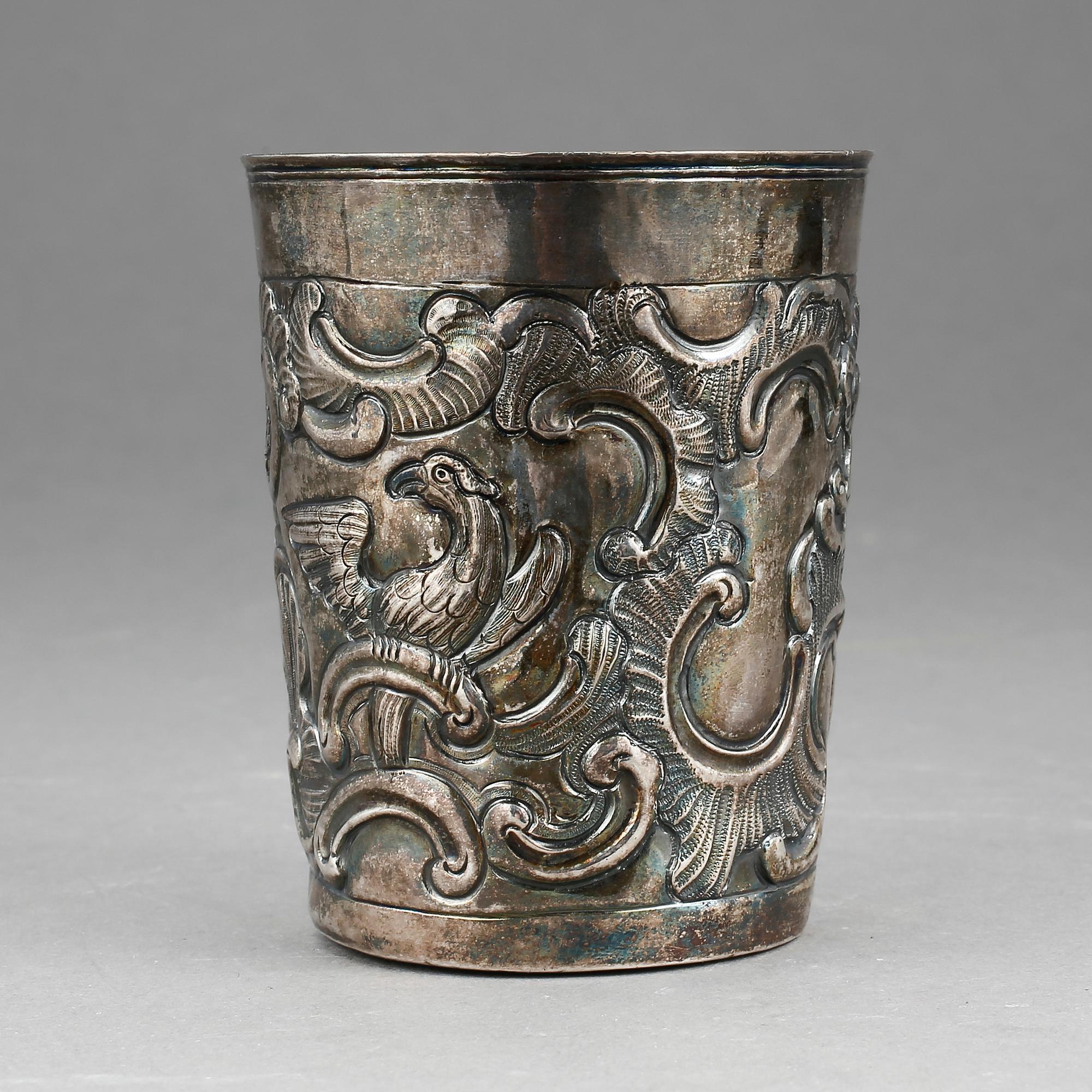 BÄGARE, otydliga stämplar, Ryssland, otydligt daterad 17? Vikt ca 85g.