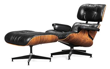 783. CHARLES & RAY EAMES, fåtölj med ottoman, "Lounge Chair", för Herman Miller, USA.