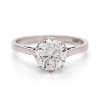 Ring, briljantslipad diamant ca 1,80 ct, platina.