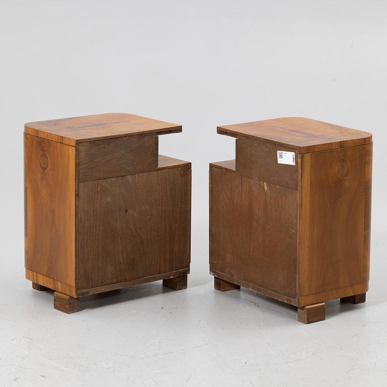Sängbord, ett par, art deco-stil, 1900-talets mitt.