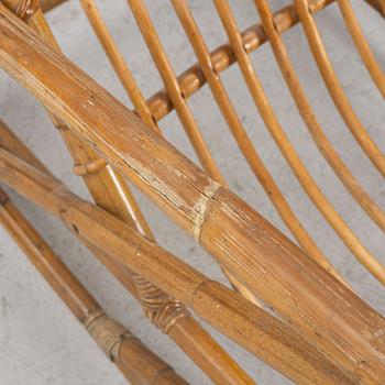 A bamboo lounge chair with ottoman, first half/mid 20th century.