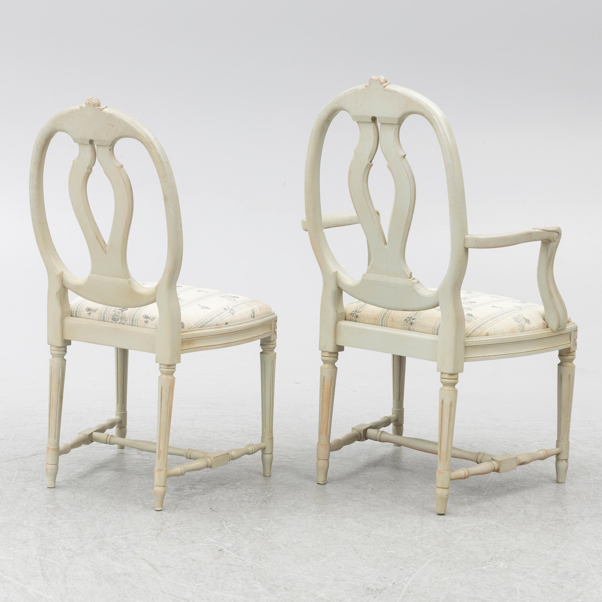 Twelve Gustavian style chairs, second half of the 20th Century.