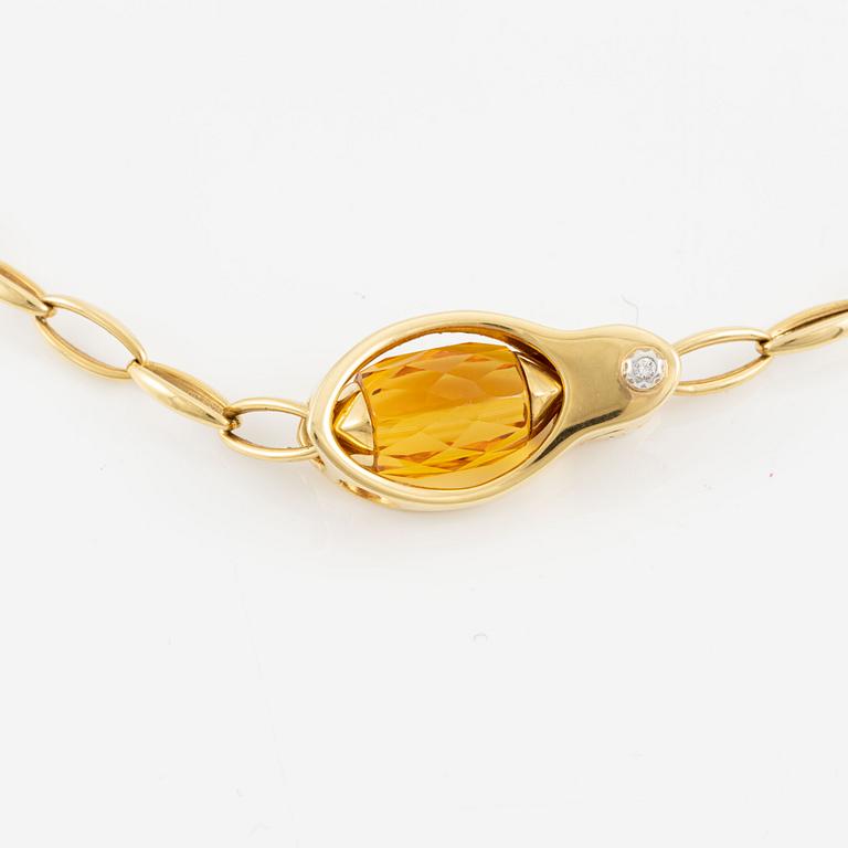 Chimento collier 18k guld med citriner och en rund briljantslipad diamant.