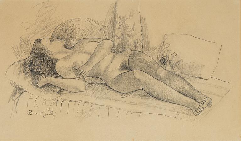 Bror Hjorth, teckning, signerad.