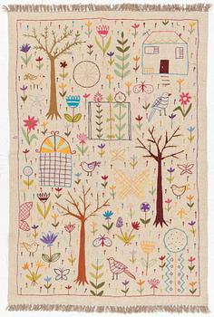 A hand-embroidered Kelim rug, c. 177 x 122 cm.