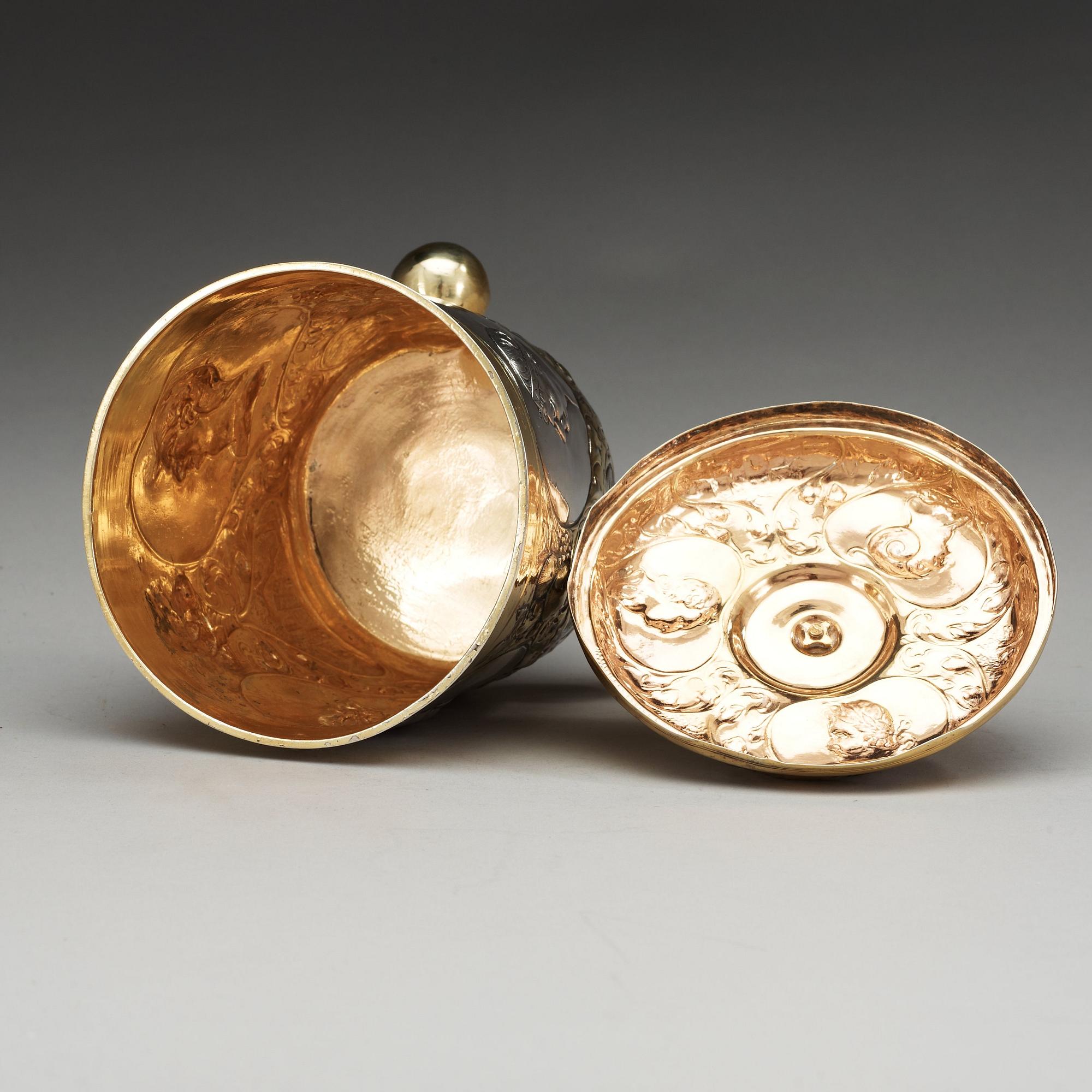 A german 18th century parcel-gilt, makers mark of Simon Wickert, Augsburg (1691-1708).