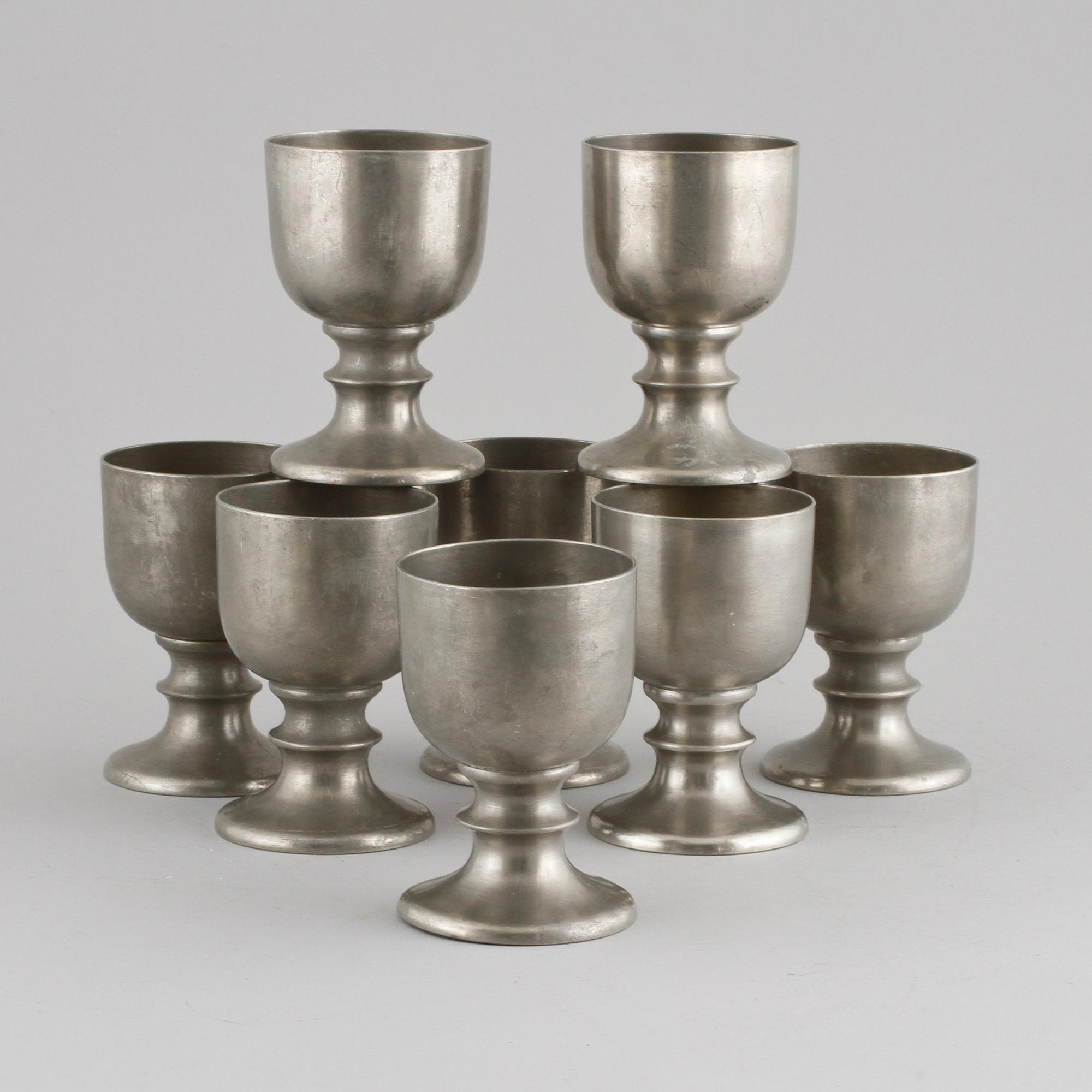 VINGLAS, 8 st, tenn, Ljung uti Lund, 1977.