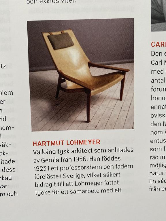 Lars Hjelle or Hartmut  Lohmeyer, an easy chair for A/S Eidsfjord Møbelfabrik or Gemla, 1950's.