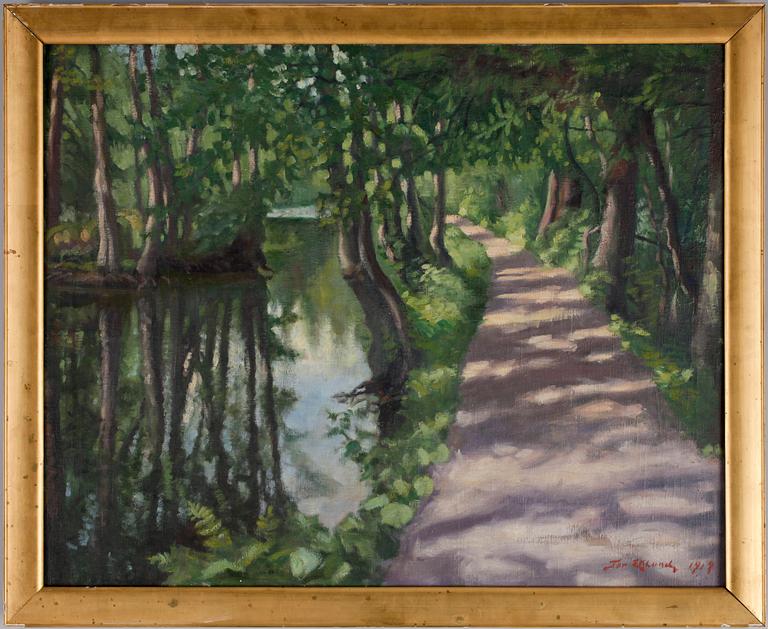 OKÄND KONSTNÄR, olja på duk, sign o dat J? Eklund 1919.