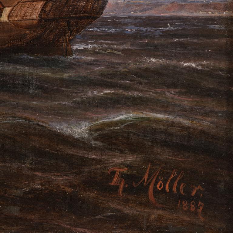 Thorvald Möller, Frigate under full sail at Kronborg Castle.