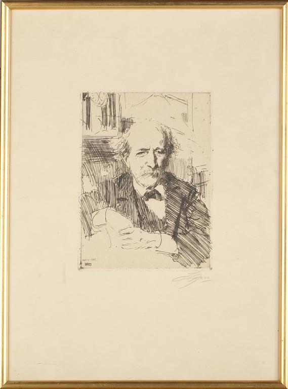 ANDERS ZORN, etsning, signerad och daterad 1906 i trycket.