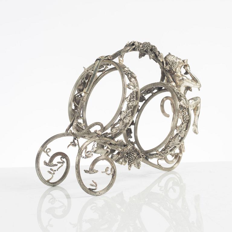 Flaskhållare, nysilver, saknar stämplar, 1900-tal.