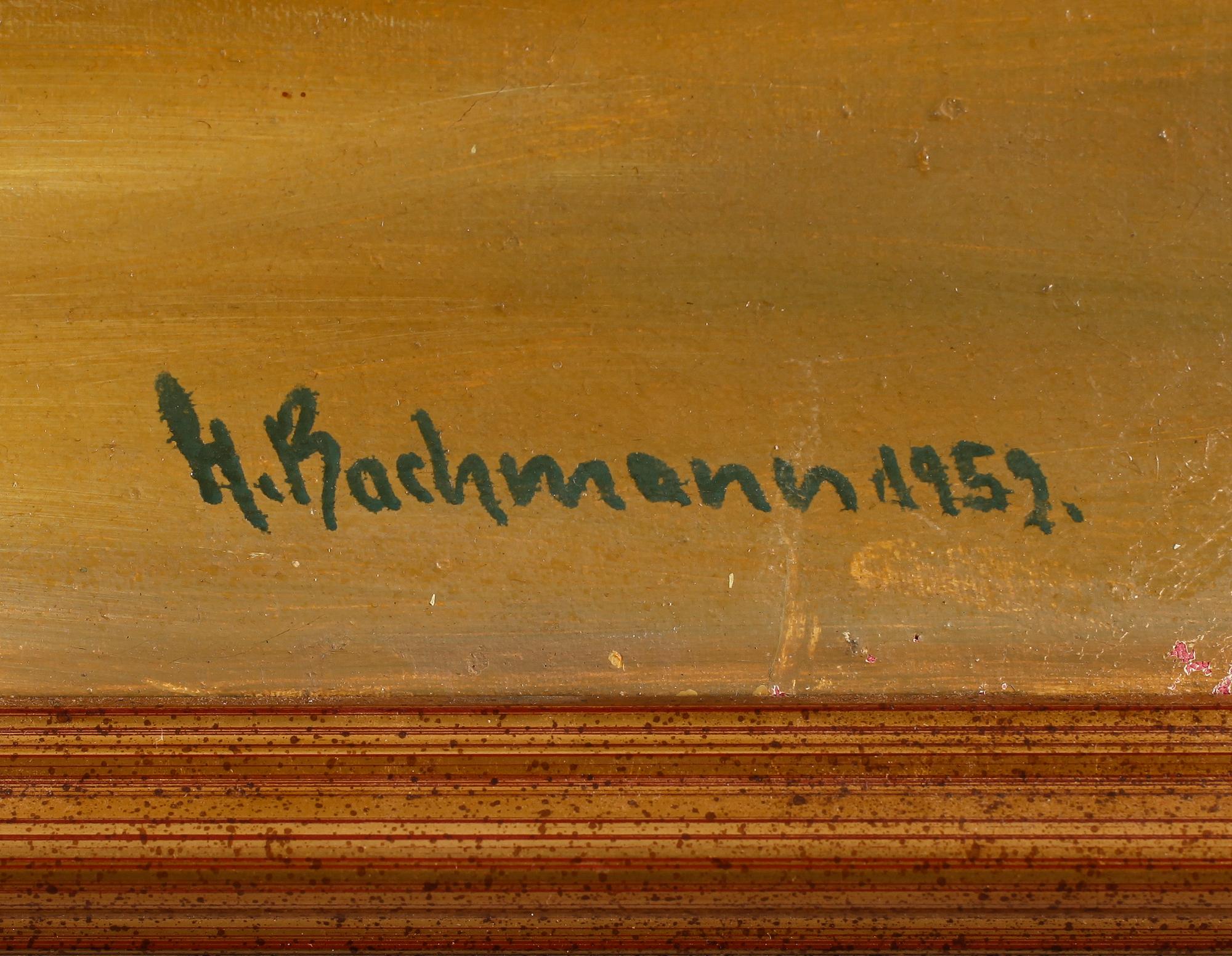 OKÄND KONSTNÄR, olja på duk, signerad H. Bachmann och daterad 1959.