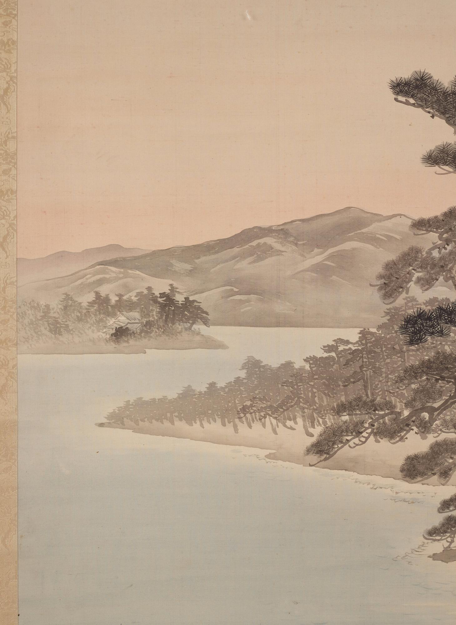 A large Japanese kakiemono, 20th Century. Signed Kawabata Gyokushō (川端 玉章 1842-1913).