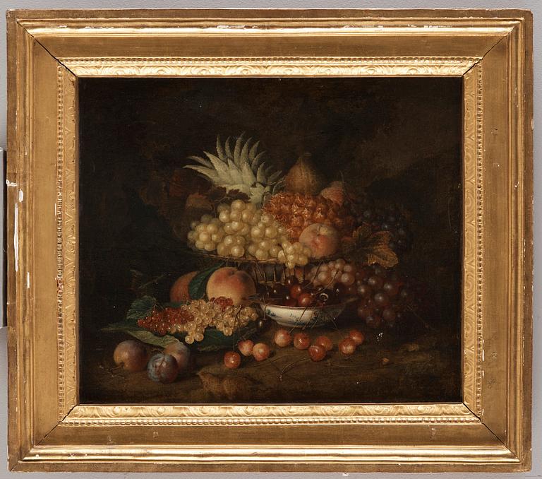 French school, 18th Century. Still Life with pineapple, cherries, grapes, peaches and plums.