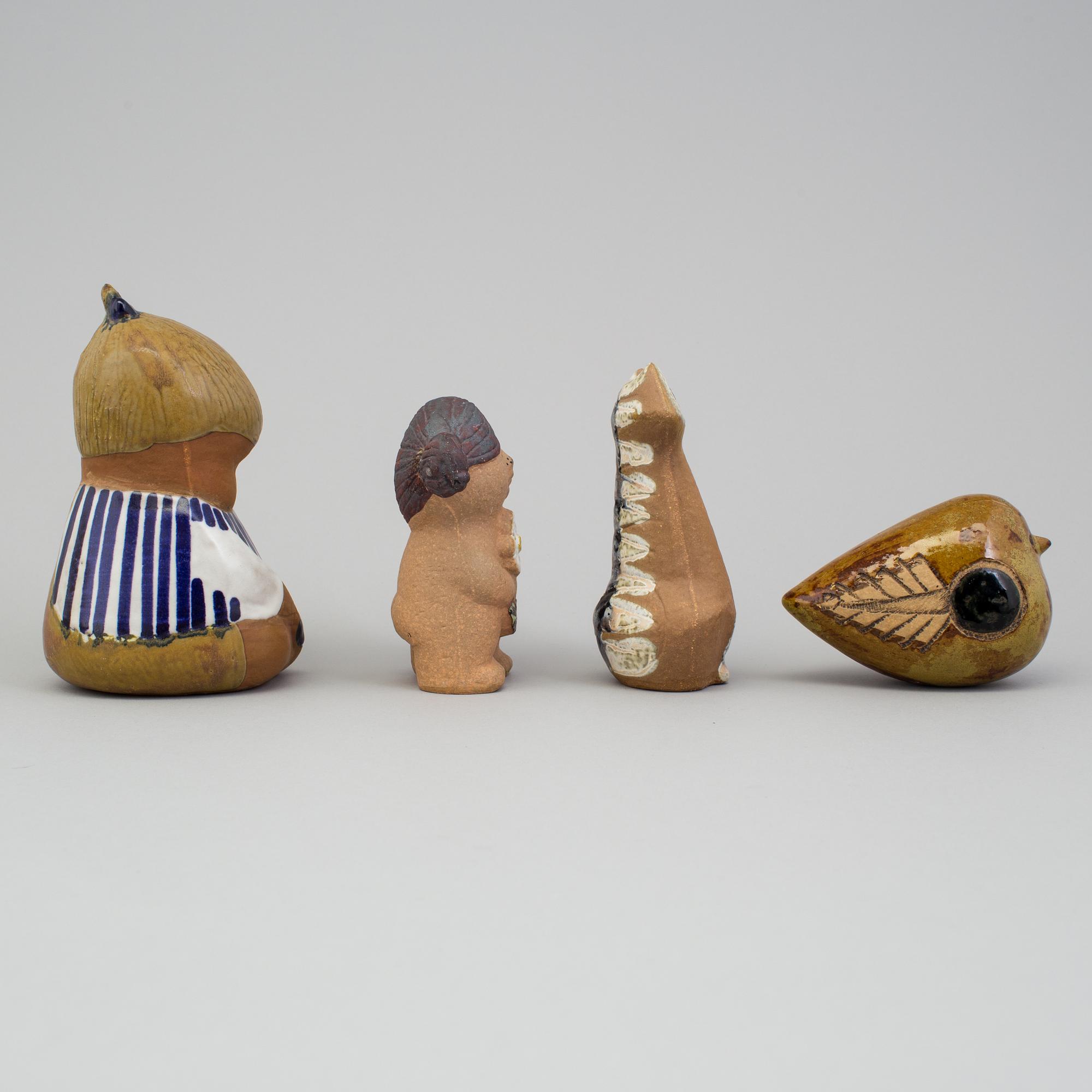 LISA LARSON, figurer, 4 st, stengods, Gustavsberg.