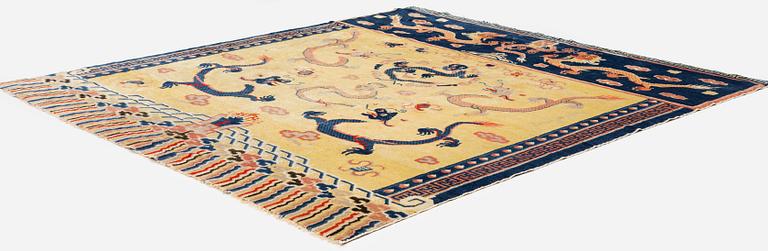 A Ningxia banner rug, Northern China, late Qing dynasty, c. 230x222 cm.