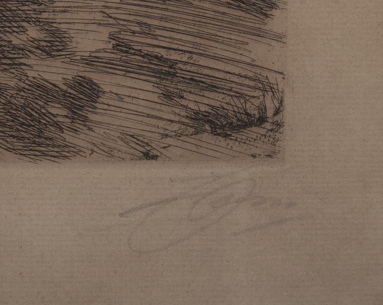 ANDERS ZORN, etsning. Sign. Dat 1913 i plåten.
"Gärdesgård". Hj&Hj 267.