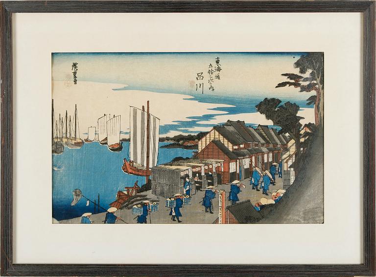TRÄSNITT, Hiroshige, ur 52 vyer från Tokaido, 1800-tal.