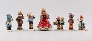 FIGURER, 7 st, porslin, MJ Hummel, Goebel, 1950-/60-tal.