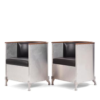 103. Mats Theselius, a set of two "Aluminiumfåtölj" armchairs, Källemo, Värnamo, post 1990.