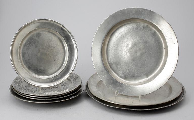 PARTI TENN, 12 delar, otydl stämplar, bla Sverige, 1800-tal.