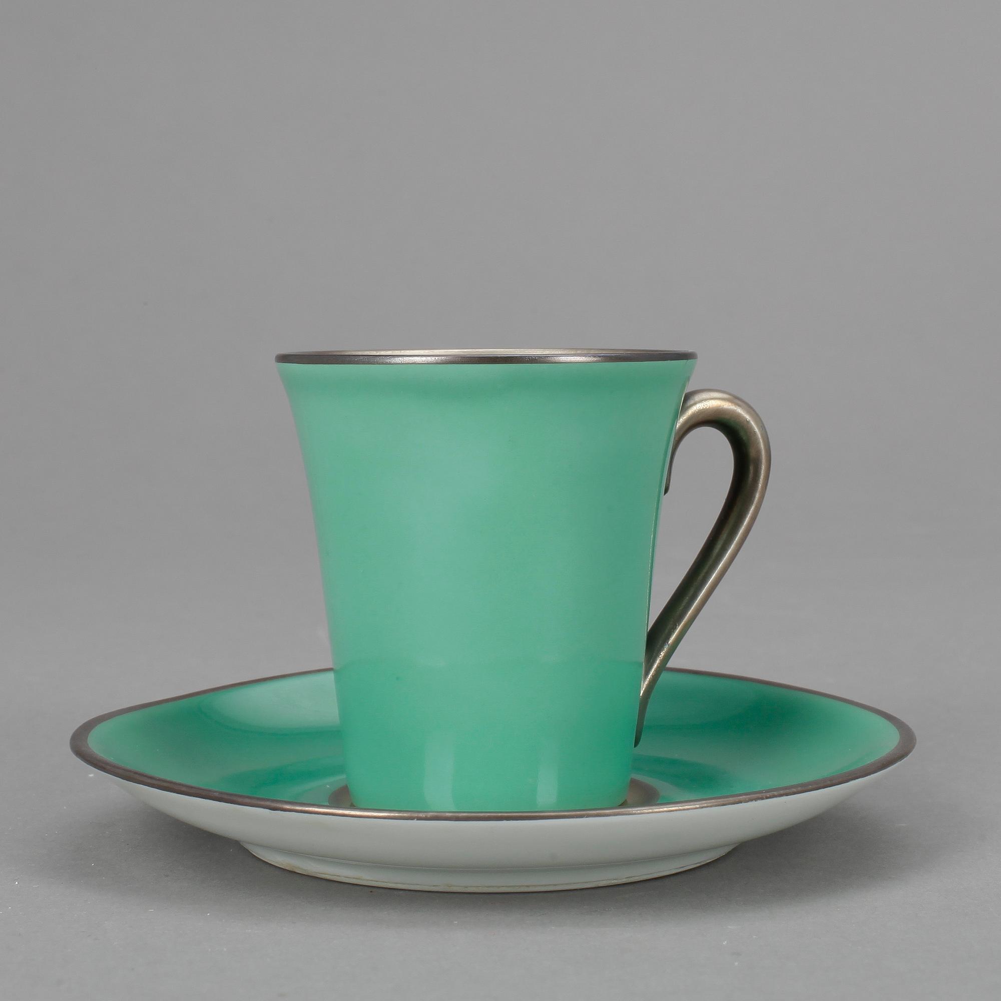 MOCCASERVIS, 12 delar, porslin, Edward Hald, Karlskrona, 1930/40-tal.