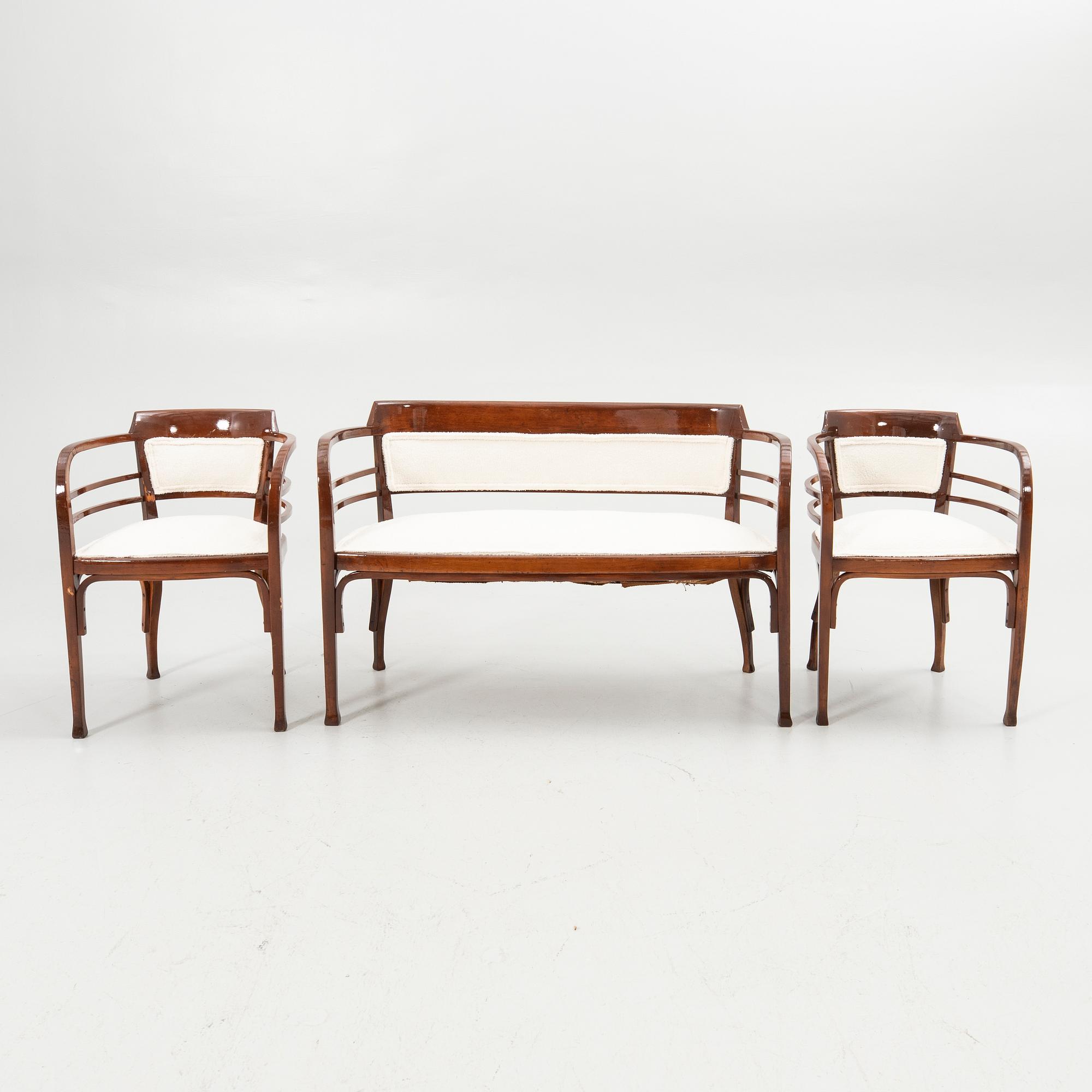 Seating group, 3 pieces, first half of the 20th century.