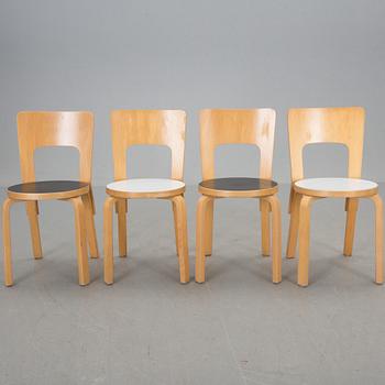 STOLAR, 4 st, Alvar Aalto, modell 66, 1900-talets andra hälft.