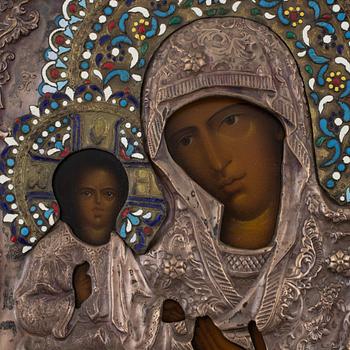 Icon, rizza/enamel,  late 1800's.