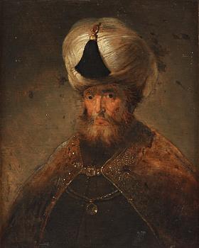 549. Rembrandt Harmensz van Rijn His school, Man in a turban and coat.