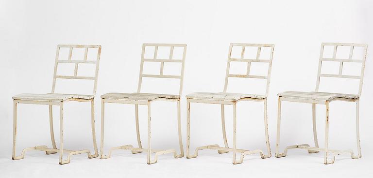 Carl Hörvik, a garden furniture set, a table and four chairs, possibly produced by Thulins vagnfabrik, Skillingaryd, Sweden.