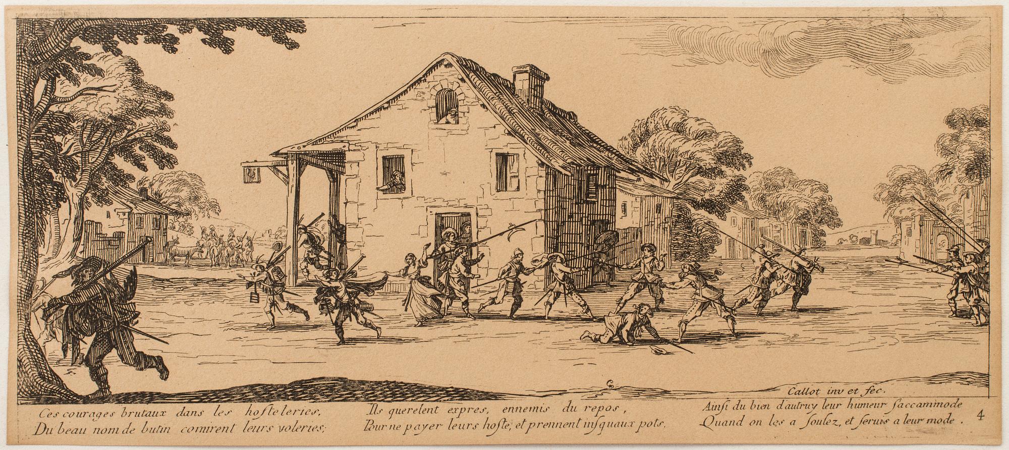 JACQUES CALLOT, Book, collection of 18 etchnings from Les miseres et les mal-hevrs de la gverre. 1633, later edition.