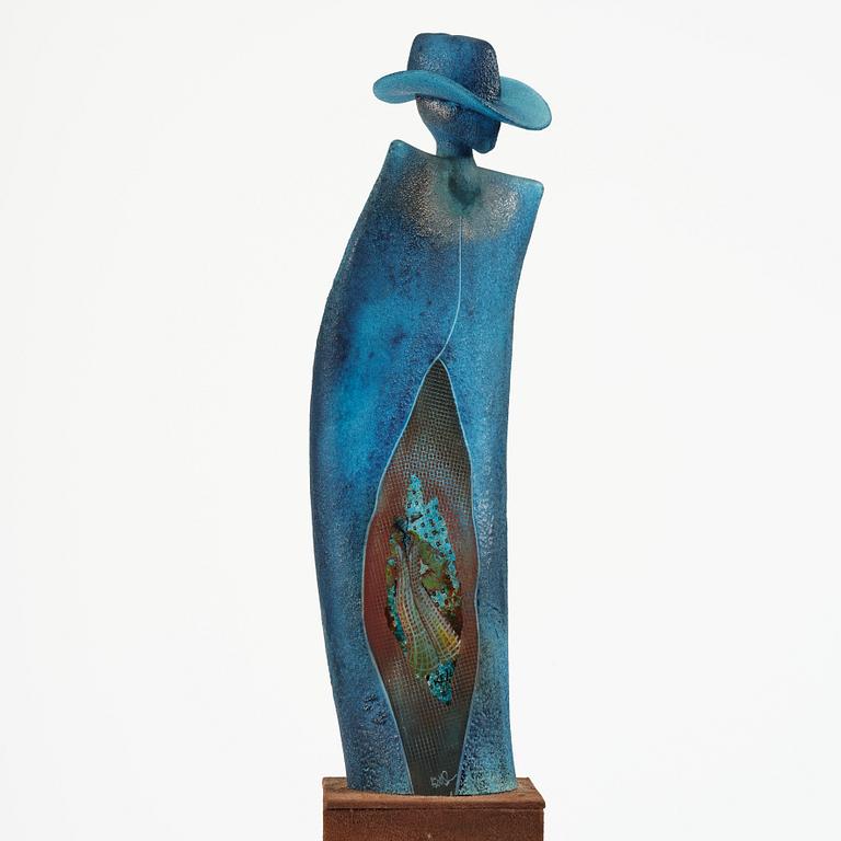 Kjell Engman, a unique glass sculpture 'Man in Trenchcaot' from the series "Catwalk", Kosta Boda, Sweden.