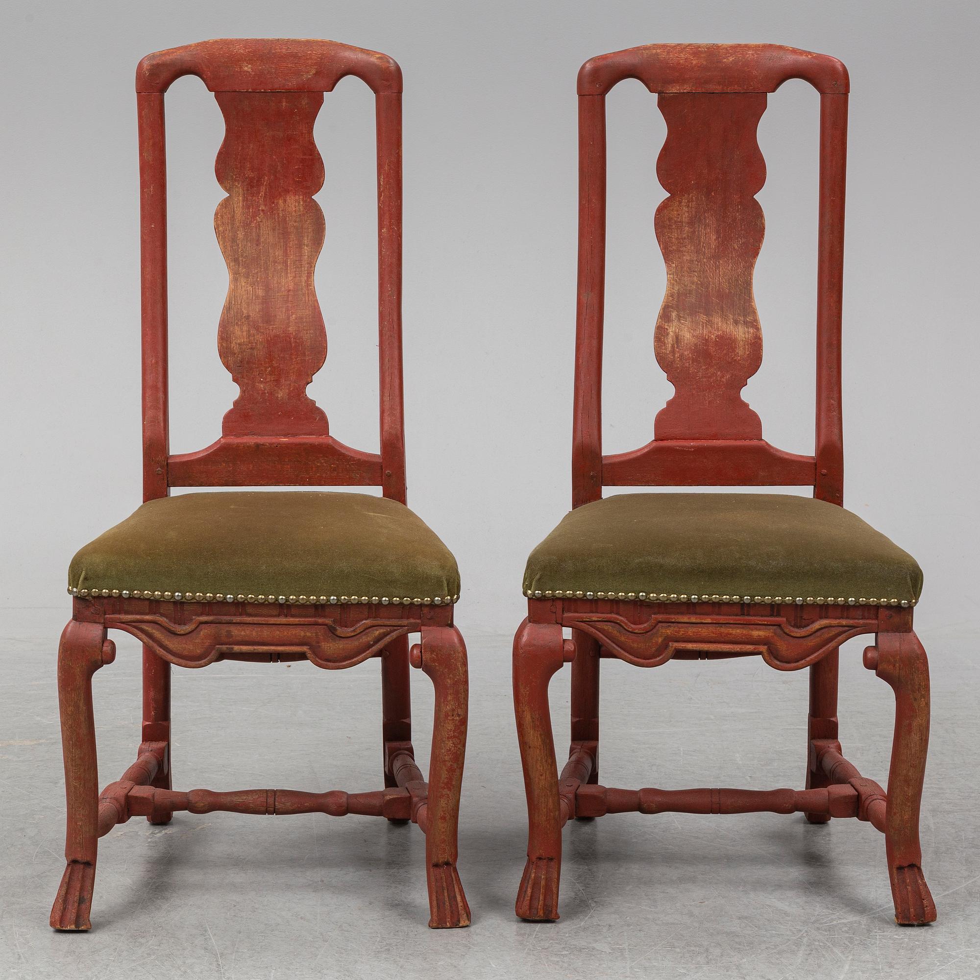 STOLAR, ett par, senbarock, 1700-talets mitt.