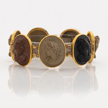 Gold and lava cameo bracelet.