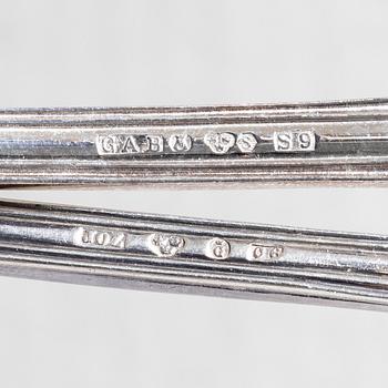 Bestickuppsättning, 79 delar, silver, modell "Olga", bl a JO Zetterström, Göteborg 1881.