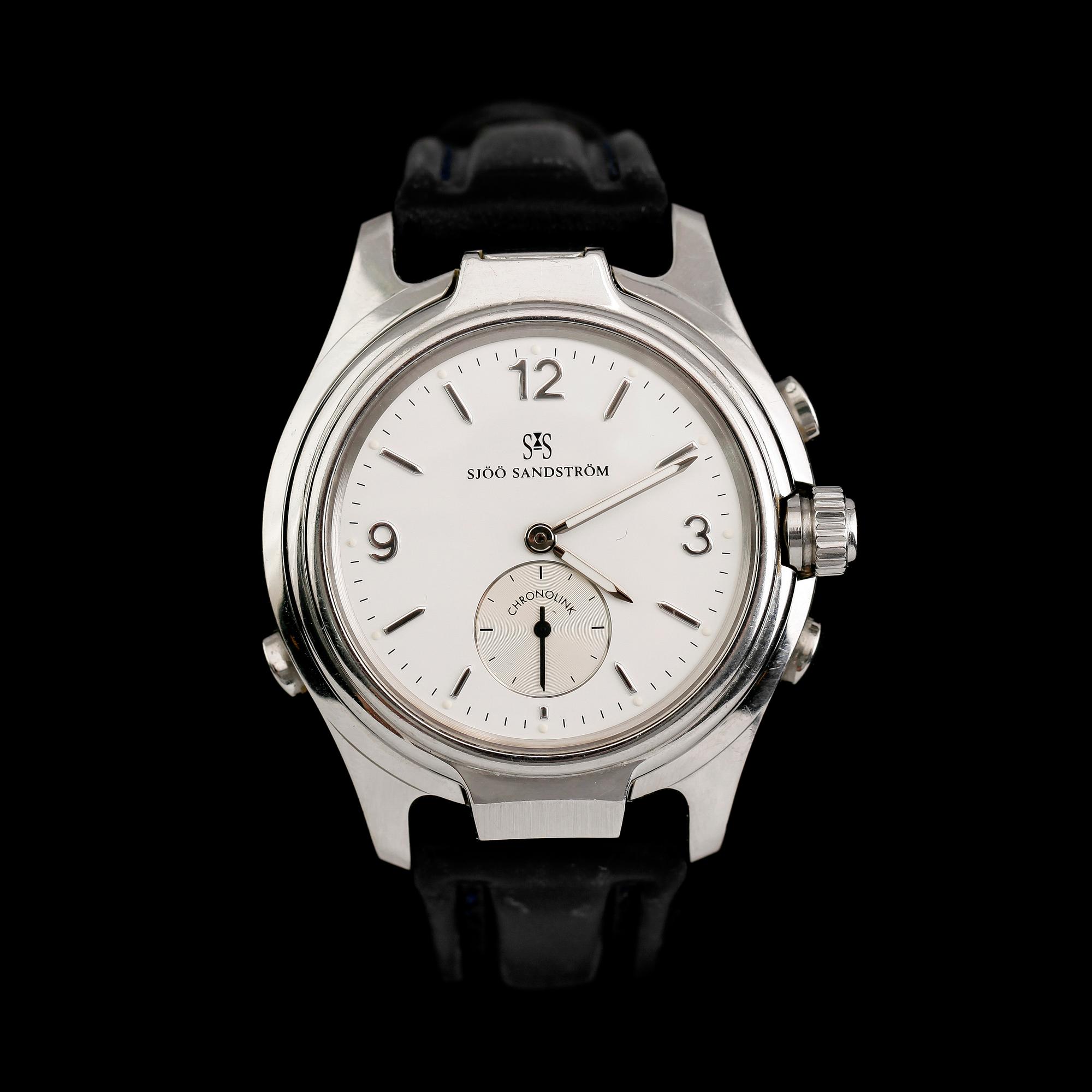 ARMBANDSUR, stål, Sjöö Sandström, Chronolink Worldtimer UTC.