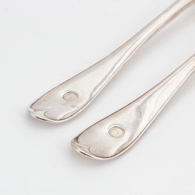 Six Swedish silver forks, mark of Gustaf Otto Sjöberg, Falun 1813.