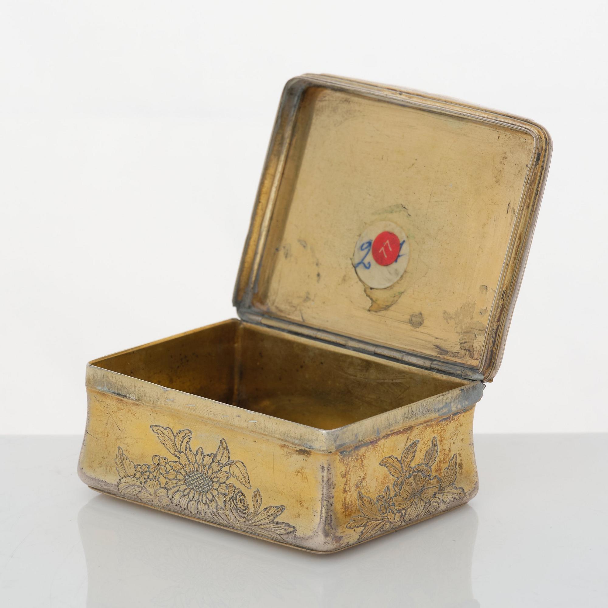 A Swedish Rococo silver-gilt snuff-box, mark of Kilian Kelson, Stockholm 1759.