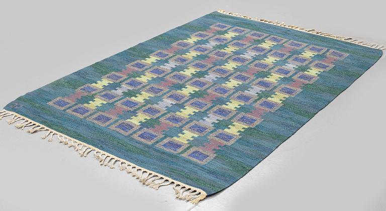 Judith Johansson, a carpet, "Sommarnatt", flat weave, ca 203,5 x 133-140 cm, signed JJ.