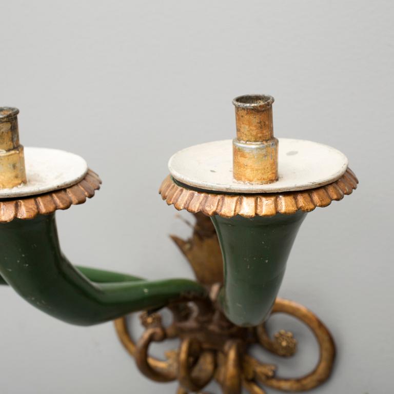 VÄGGAPPLIQUER, ett par, 1800-tal.