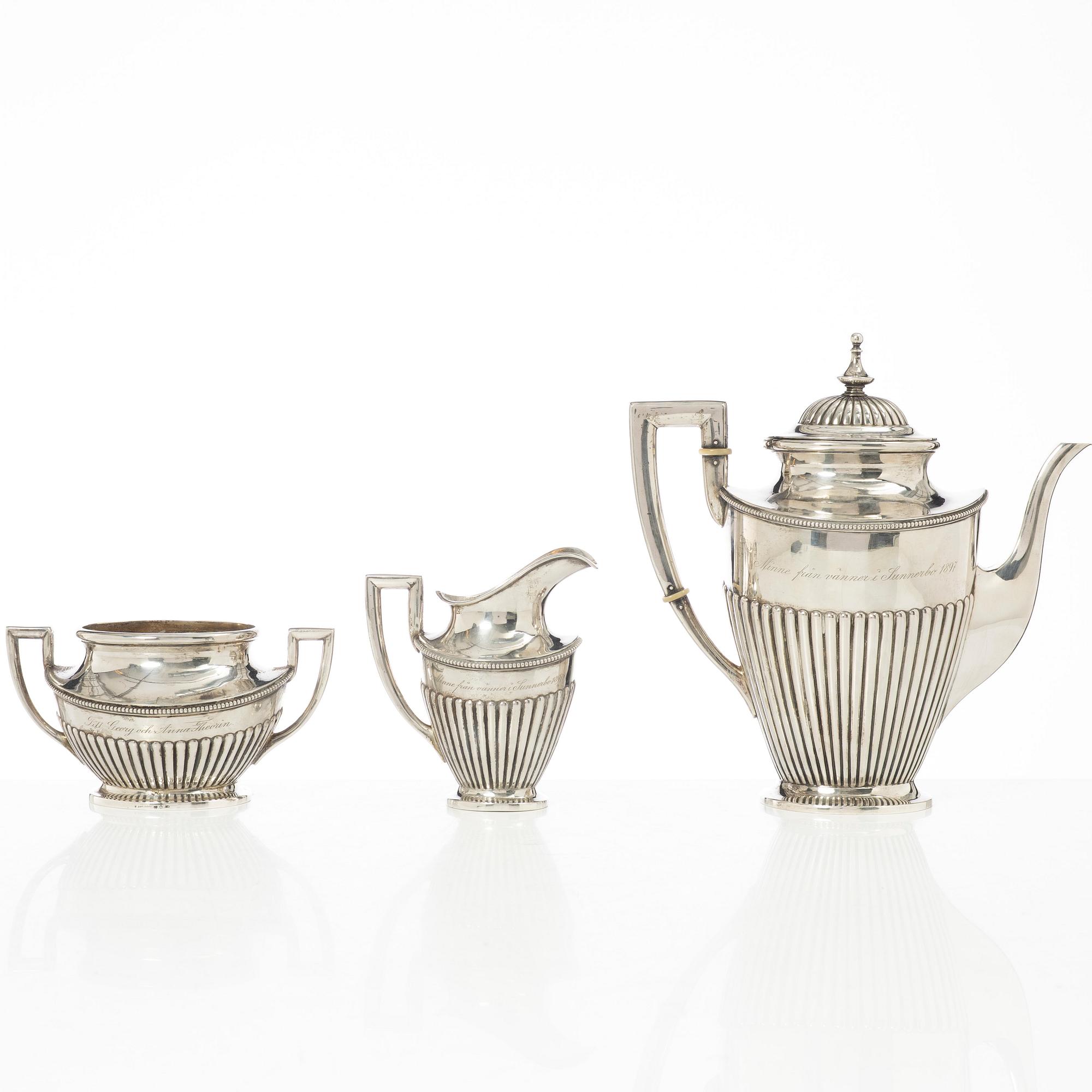 A three piece silver coffee service, K. Andersson, Stockholm, 1897.