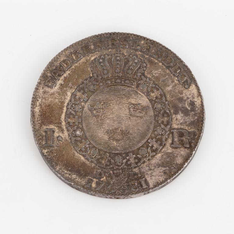 SILVERMYNT, 1 riksdaler, Gustavsus III, 1781.