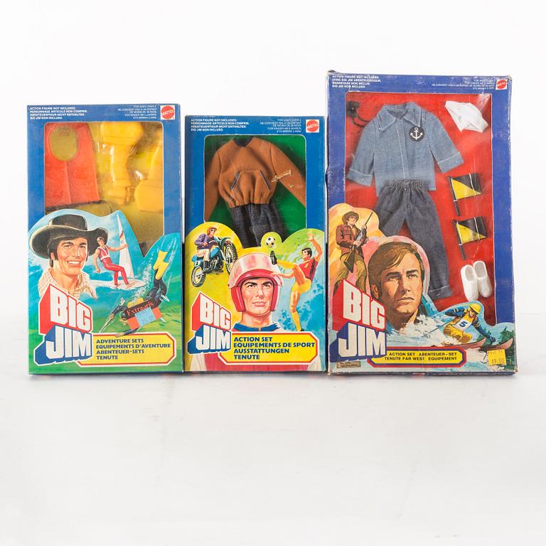 BIG JIM, 13 stycken adventure sets i förpackning, Mattel, 1980-tal.