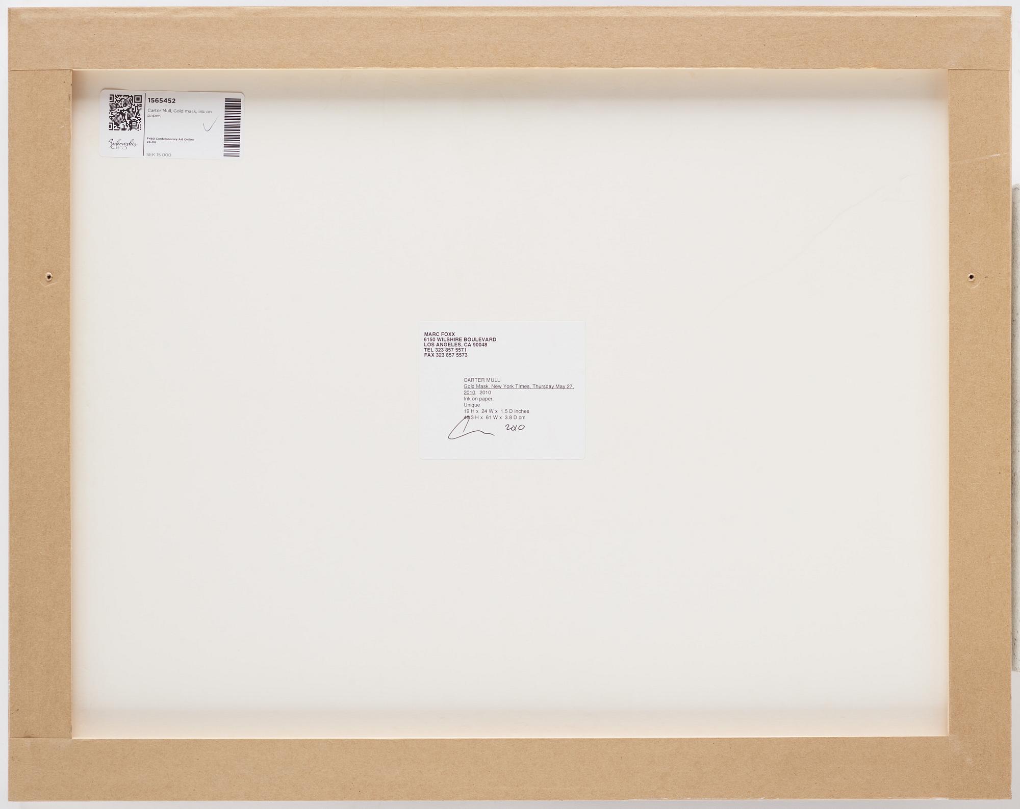 Carter Mull, "Gold Mask, New York Times, Thursday May 27, 2010".