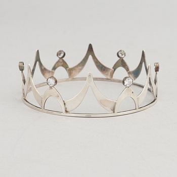 A sterling silver and synthetic white spinell bridal crown, Albrechtssons Guldsmedsaffär, Lund, 1950's/60's.