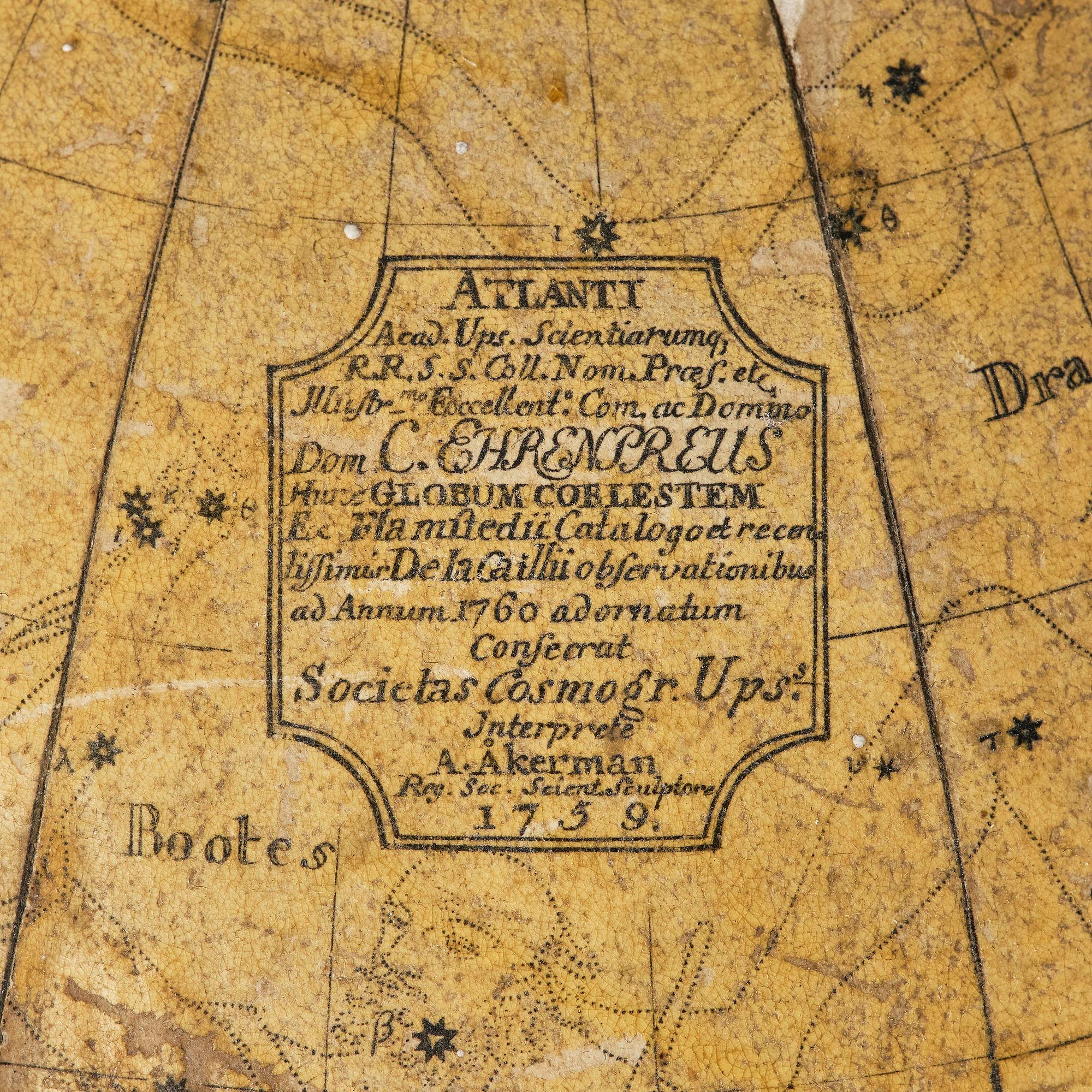 A celestial library globe by A. Åkerman (manufacturer of globes in Uppsala 1759-78), 1759.