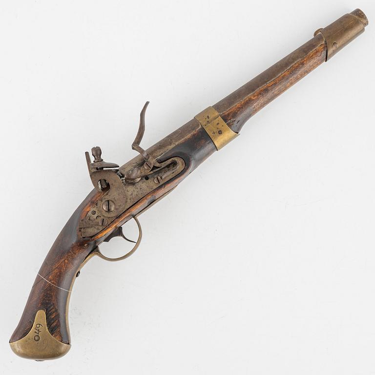 Flintlåspistol, svensk, m/1807, flankör.